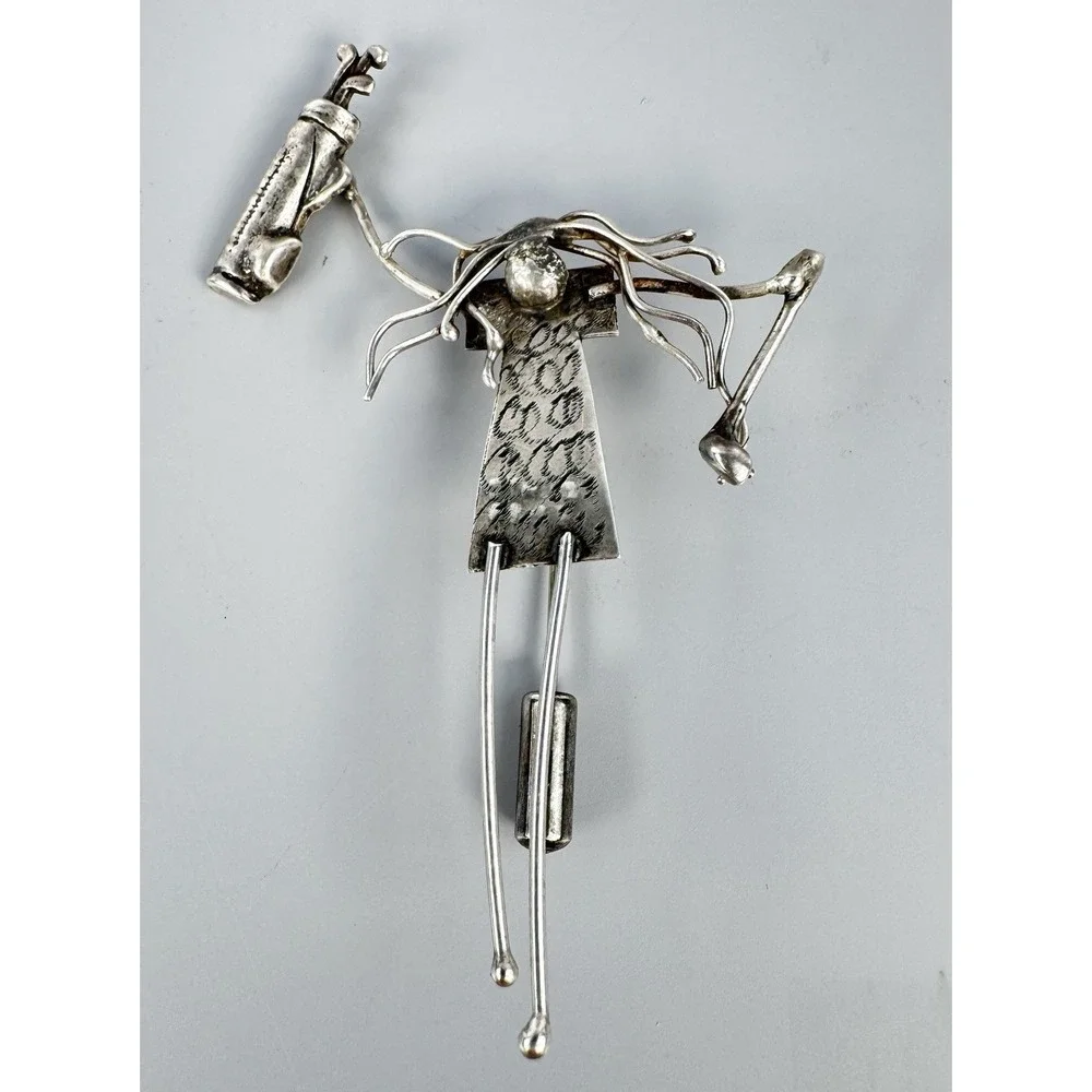 Jeff Storey LHTC 87-88 Sterling Silver Golfer Golf Brooch Pin 5.50g